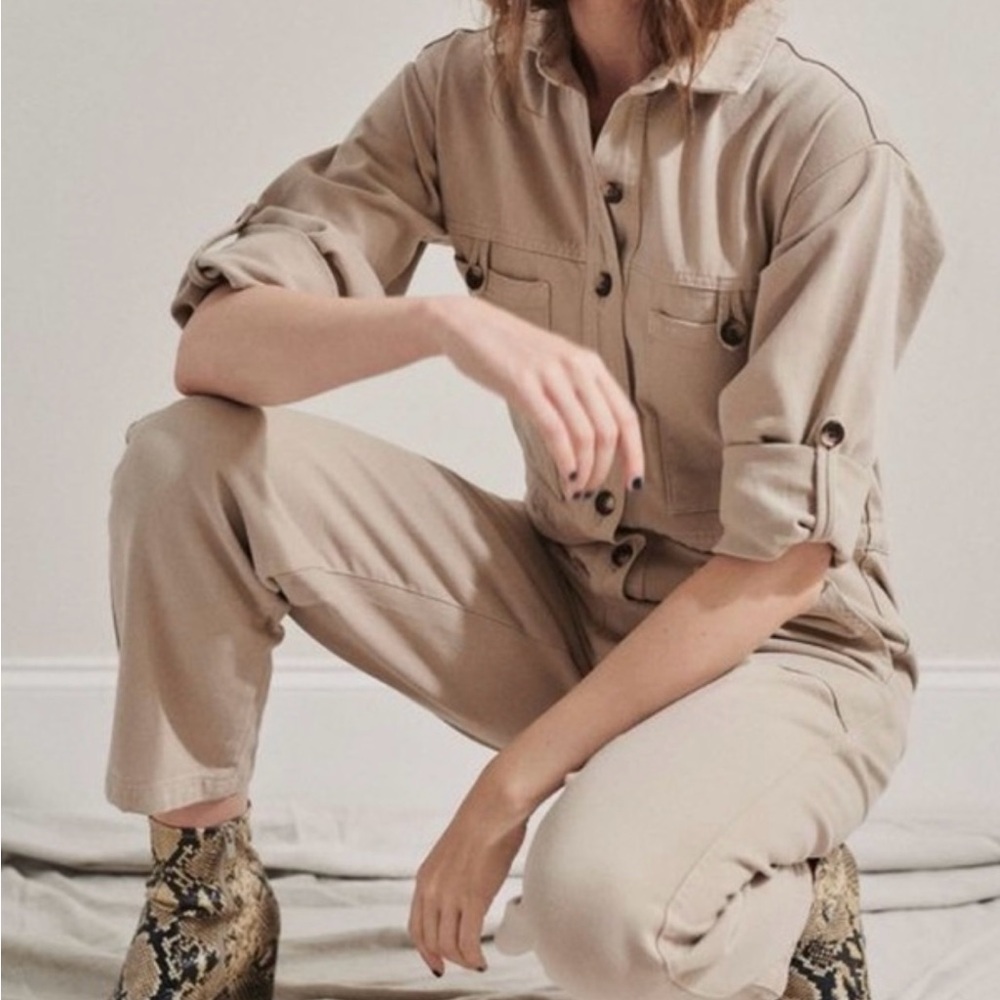 Rita Row Jumpsuit Tan Size Small
